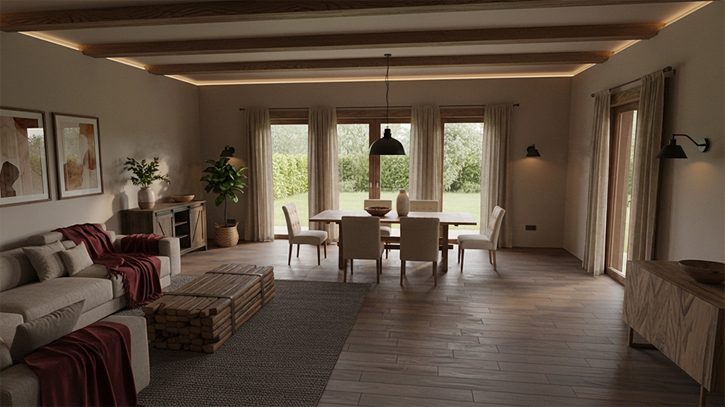 Wnętrze w stylu Modern Barn - dom stodoła