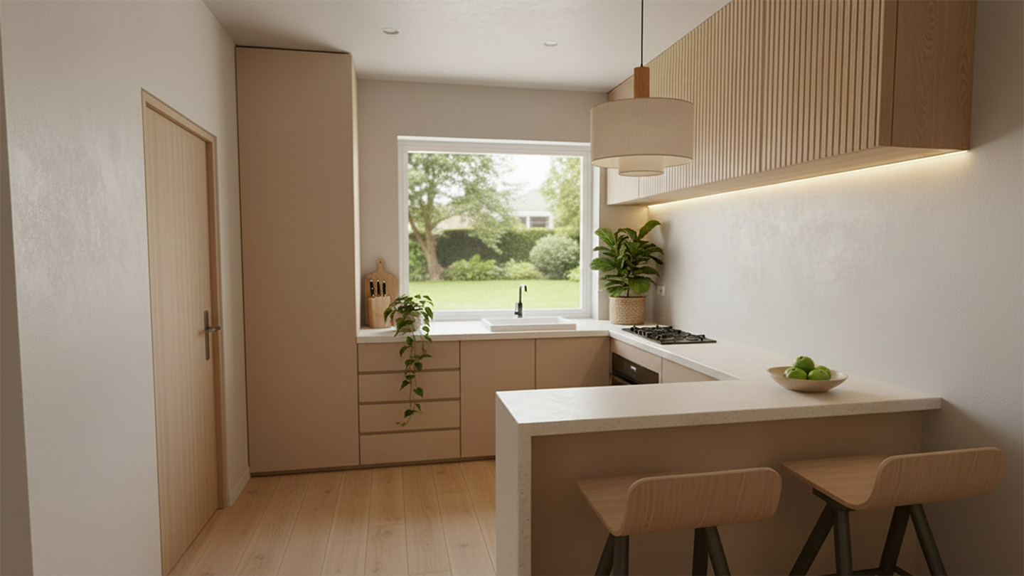 Wnętrze w stylu Japandi - dom stodoła