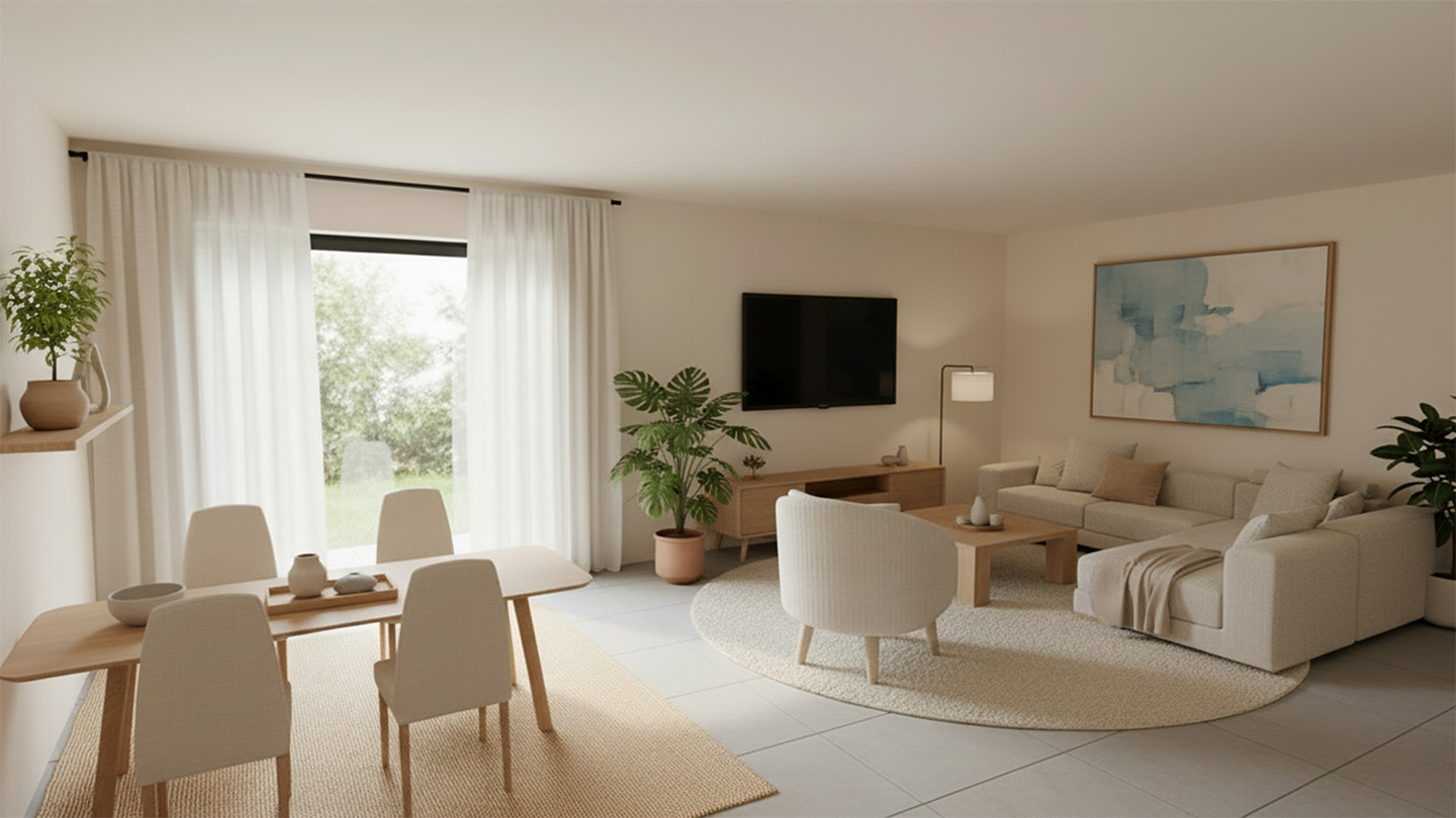 Wnętrze w stylu Japandi - dom stodoła